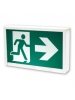 LED Running Man Sign - Commercial Thermoplastic - 120/347 Volt - AC/DC LED Connection - Universal Face Plate - White Color - Universal Mounting - Stanpro RMP0WH-UDC